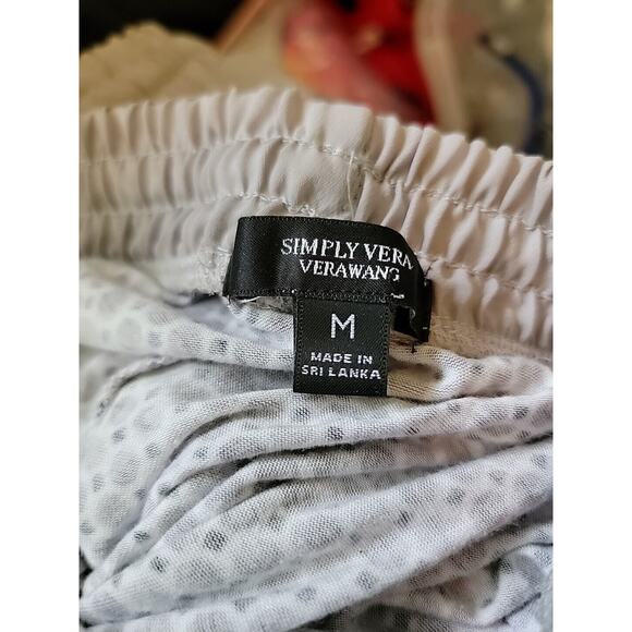 Simply Vera Wang Pants SzM Pull On Lounge Elastic Waistband Tie Waist Gray White - Picture 4 of 6